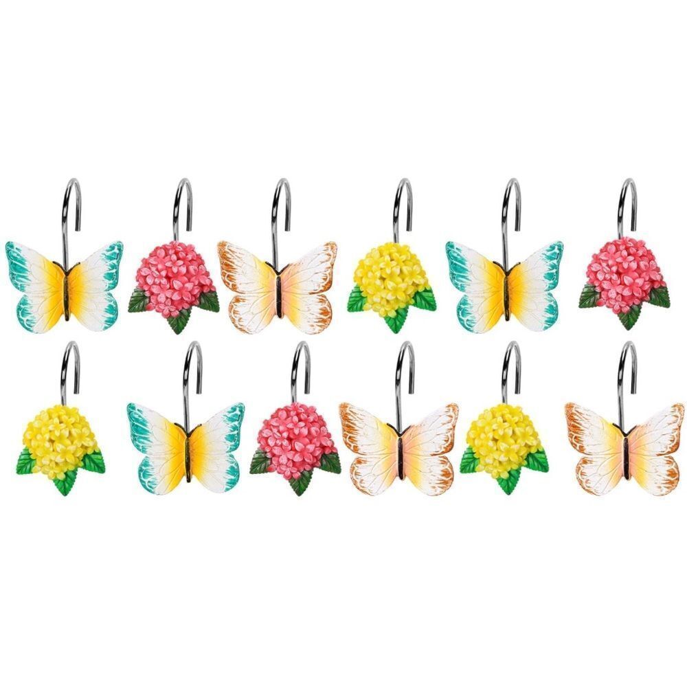 Butterfly and Flower Shower Curtain Hooks